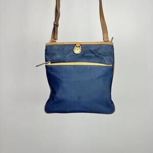 Michael kors navy nylon / leather crossbody purse / bag 32S5GKPC9C